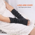 thumbnail image 4 of 1 Pair Long Arm Cover High Elasticity Fingerless Gloves Multiple Collocations Knitted Sleeve Wrist Protection Mountaineering Ruffle Deep Gary, 4 of 6