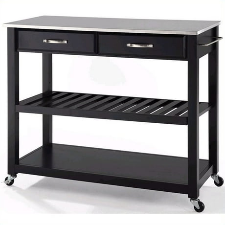 Crosley Furniture Stainless Steel Top Kitchen Cart Island Black Crosley Furniture Stainless Steel Top Kitchen Cart Island Black