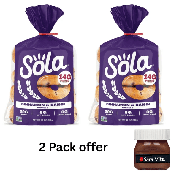 Sola Bread Cinnamon & Raisin Soft Bagels, Non-GMO, 12 oz, 4 Count