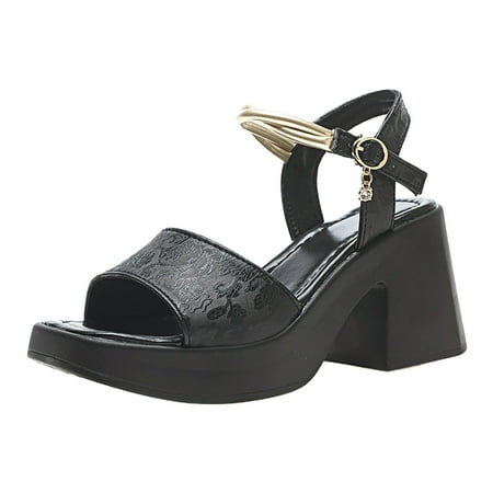 

Jungdeepe Women s Thick Bottom Heel Sturdy High Heels Sandals for Women with Arch Support And Back Strap Velour Slide Sandal Women Zip Flip Flop Sandals for Women Flip Flops Women 8 Sandals
