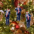 Trump Christmas Ornaments Dancing Set, Acrylic, Santa Hat Themed