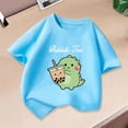 thumbnail image 2 of SGFCWSX Girls Short Sleeve Tops, Kids Print Crew Neck Breathable Cotton T-Shirt, Casual Summer Tees Sky Blue Size 10-12 Years, 2 of 8