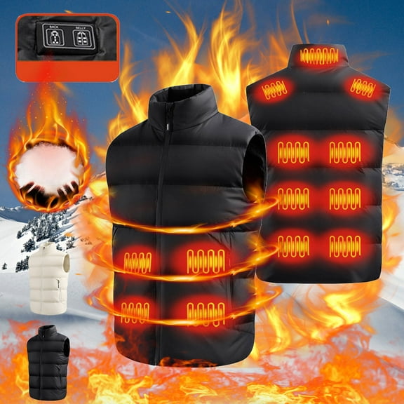 Jacenvly New Jackets for Men Plus Size Heated Coat for Men and Women 13 Heating Heated Jacket Winter Double Remote Control Heating Coat Beige Xxl