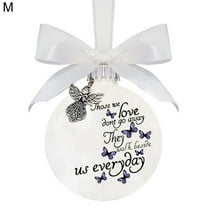 Visland Christmas Ornaments Feather Ball, Memorial Christmas Ornament Sympathy Gift, Angels in Heaven Memorial Ornament Pendant Xmas Tree Decor
