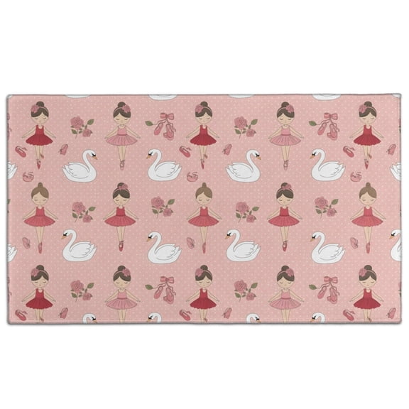 Pink Ballerina Swan Pattern Door Rugs,Washable Non Slip Door Mats Indoor,Decorative Door Mats,Entry Mat Indoor for Entrance,Bedroom,Kitchen,Bathroom,17"x30"