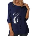 thumbnail image 1 of Blusa de manga larga con estampado de cuello redondo informal para mujer a la moda, Tops con botones de otoño Fridja  bvmnju414, 1 of 8