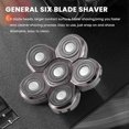 thumbnail image 4 of Men's Electric Shaver Replacement Heads Electric Razor Blade Replacement Head 6 Blades Head Shaver replacement Bald, 4 of 5