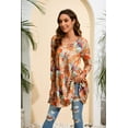thumbnail image 4 of ENMAIN Women 3/4 Sleeve Tunic Tops Plus Size Shirts Orange Paisley Blouses Casual Loose T-Shirts 2XL, 4 of 8