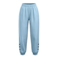 thumbnail image 2 of Womens Joggers Sweatpants with Pockets Baggy High Waisted Lounge Athletic Light Blue Button Trim Hem Sweat Pants Size 2XL, 2 of 7