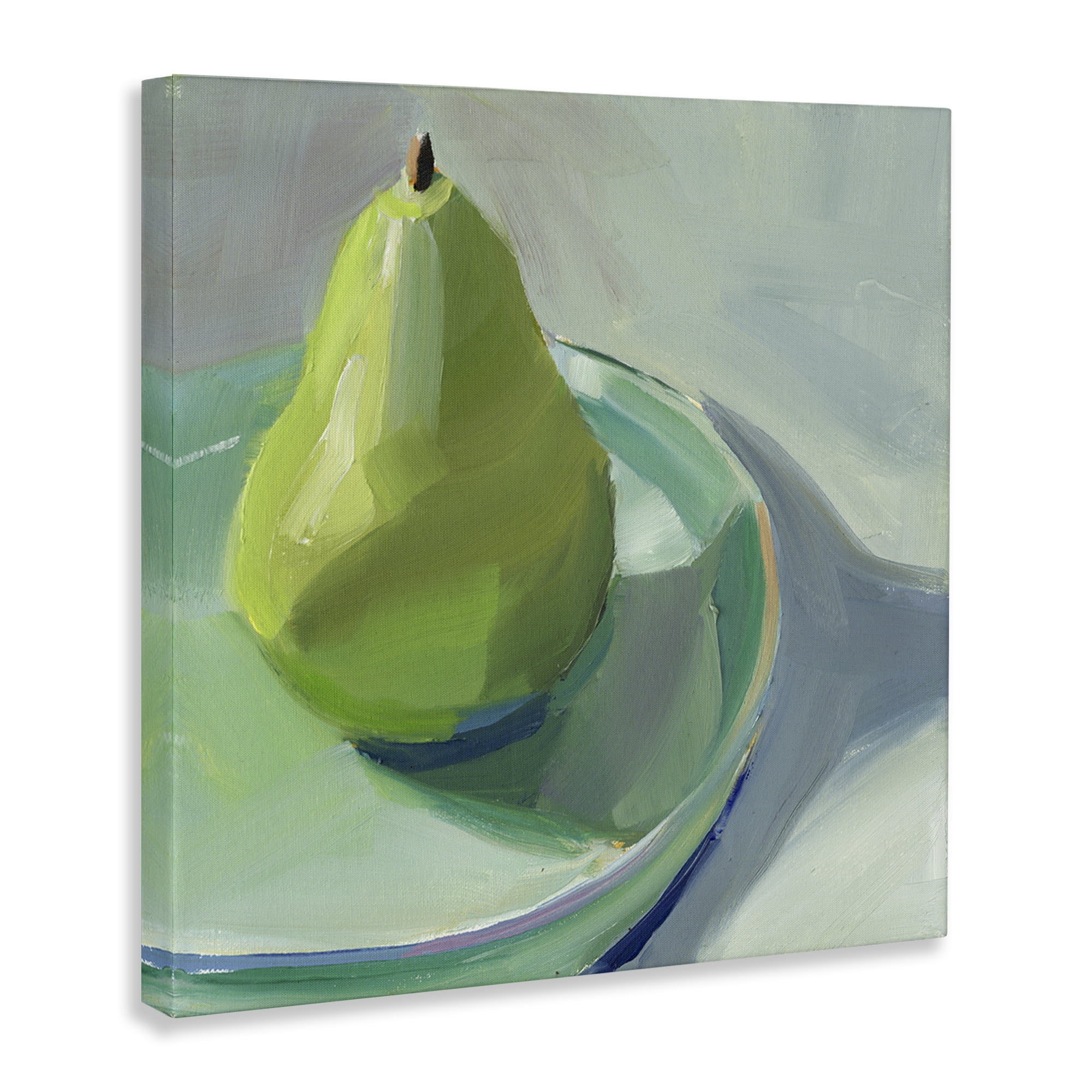 Stupell Industries Pear On Dish Still Life Food & Beverage Painting Wrapped Canvas Art Print Wall Art, 17 x 17