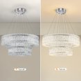thumbnail image 2 of Luxury Crystal Chandelier LED Ring Dimmable Pendant Light with Remote Round High Ceiling Light Fixture Farmhouse Chandeliers for Dining Room Living Room Kitchen Bathroom, 2 of 12