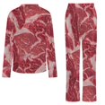 thumbnail image 6 of Meat Womens Pyjamas Set Button Up Pyjamas Womens with Long Sleeve Top And Wide Leg Pants V-neck Loungewear Sets, 6 of 9