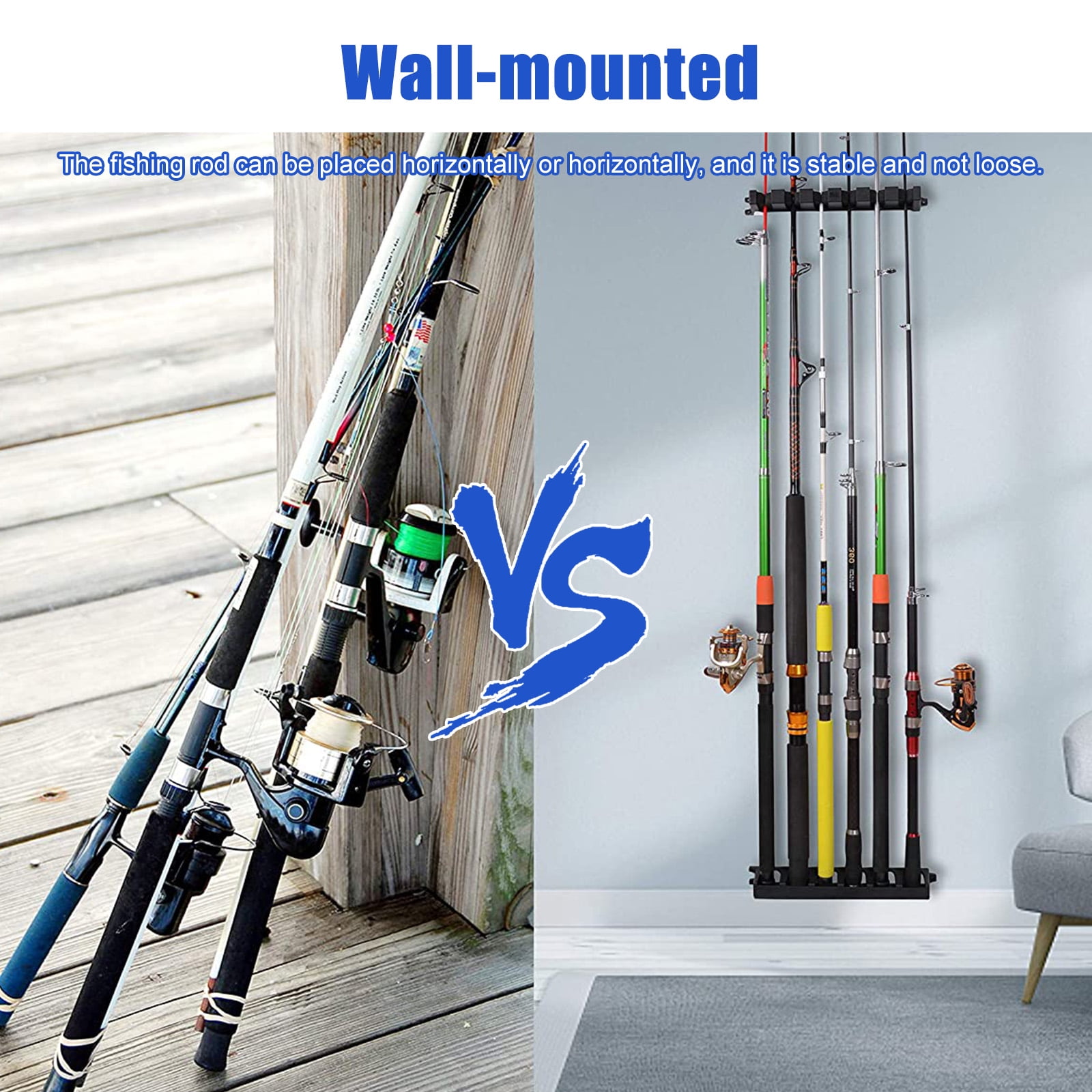 Details about   6 Fishing Rods Rack Wall Mount Rods Pole Rests Stand Garage Storage Organizer 