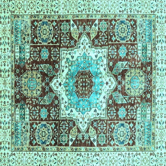 Ahgly Company Indoor Square Abstract Light Blue Modern Area Rugs, 8' Square