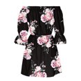 thumbnail image 5 of ibuvkizy Casual Dress for Women Fashion Summer Dress,Solid Color Off Shoulder Bell Sleeve Casual Printed Loose Dress,Gifts for Women, 5 of 5