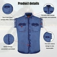 thumbnail image 3 of Dream Apparel 3 Piece Men's Biker Cuttoff Vest Denim/Cotton Shirt with Vintage and Frayed Sleeveless Look 2 Front Pockets, 3 of 6
