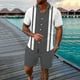 thumbnail image 2 of Conjuntos de 2 piezas Cagnkofi para hombre, chándales de verano, conjuntos a juego, camisetas y pantalones cortos de manga corta con botones y patchwork en bloques de color, 2 of 4