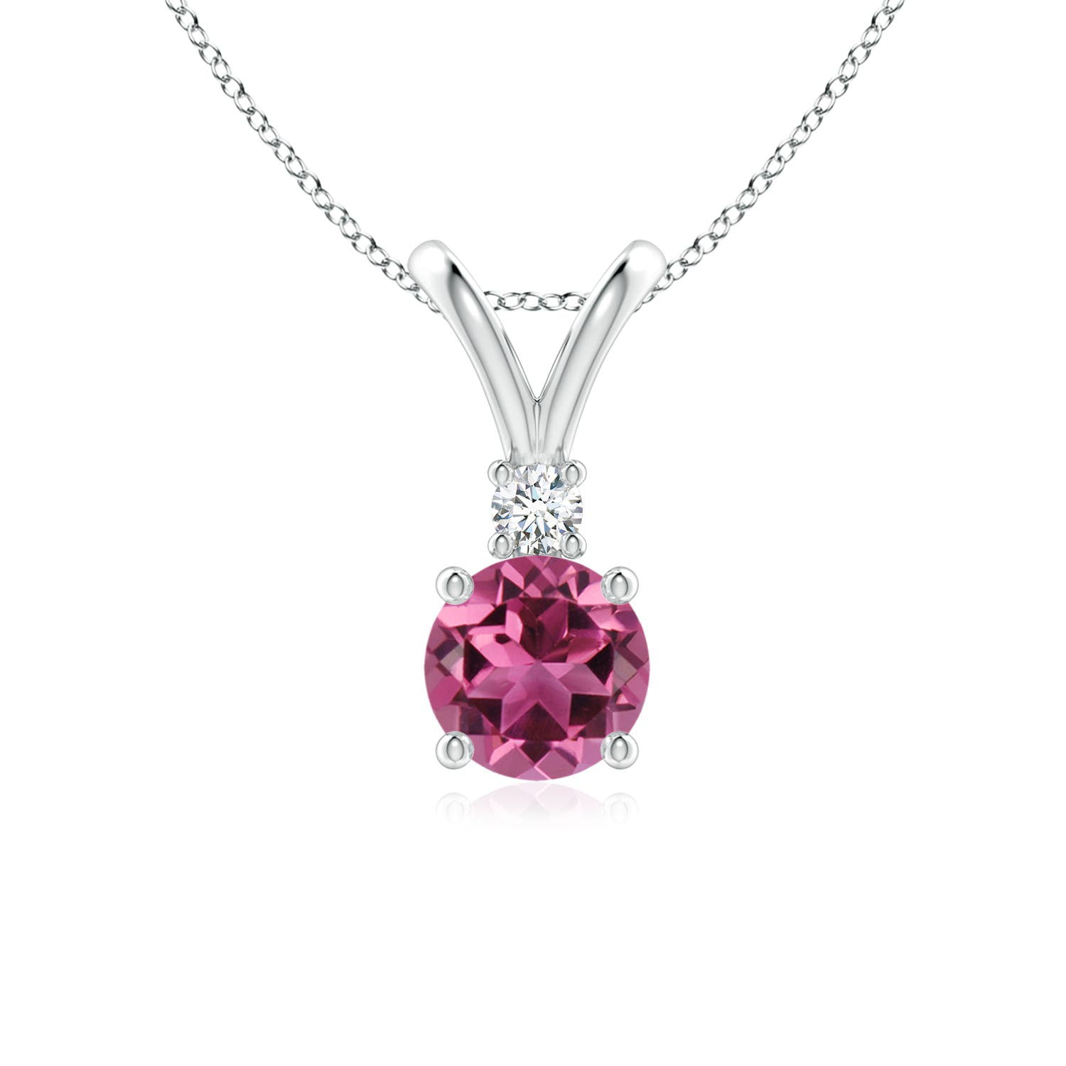 Angara Natural Pear Pink Tourmaline Solitaire Pendant Necklace for