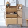 thumbnail image 3 of Minimalist Storage Cabinet, Rattan Shoe Cabinet with Storage Shelves and Drawer, Small Home Furniture for Living Room Corridors, 3 of 8