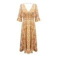 thumbnail image 4 of Boho Dresses for Women, Women's Short Sleeve Casual Floral Print V Neck High Waist Maxi Dress Beach Sundress for Women, 4 of 4