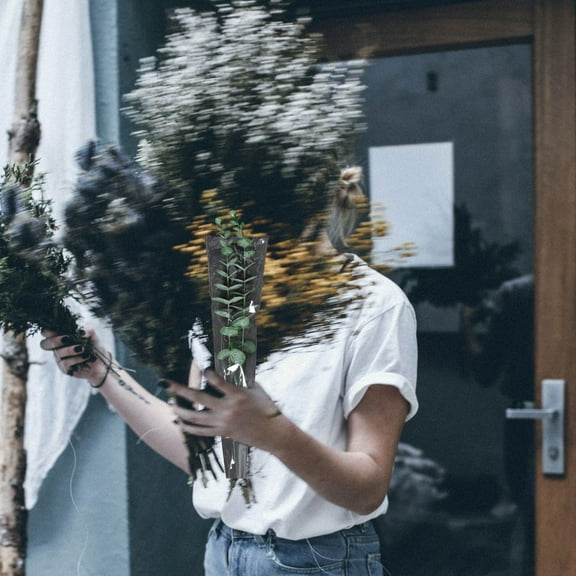 Luxshiny 100Pcs Clear Flower Bouquet Packing Bags Waterproof for Special Occasions