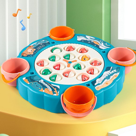 Magnetic Fishing Game Set With 15 Fish 4 Poles,Rotating Musical Board Game Toys,Interactive Multiplayer Family Play Toys,Hand Eye Coordination Training Learning Toys,Birthday Christmas Gift Toys