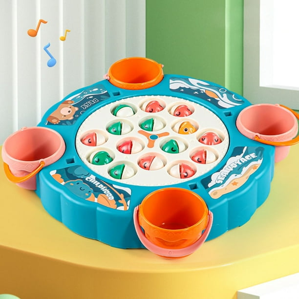 Juguetes de piscina, juguetes para bebés, juguetes para niños pequeños, juego de pesca magnético, 15 peces y 4 cañas, juegos de mesa giratorios con música, juguetes de pesca para niños de 3, 4, 5, 6,
