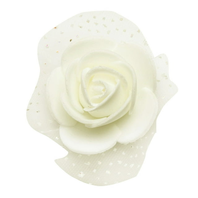 100 piezas de flores artificiales de cabeza de rosa para ramo de boda Crema