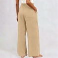 thumbnail image 5 of Dwellite Women Cotton Linen Pants Casual Wide Leg High Waist Long Palazzo Trousers with Pocket Khaki L, 5 of 6