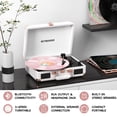 thumbnail image 3 of Tocadiscos de vinilo RetroAudio Bluetooth de 3 velocidades White Rose, 3 of 7