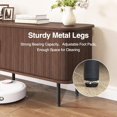 thumbnail image 4 of 55" Mid Century Modern Fluted TV Stand for TVs up to 65 Inch, Gaming Entertainment Center with Tambour Slatted Sliding Doors, Media TV Consoles Table for Living Room, Walnut, 4 of 18
