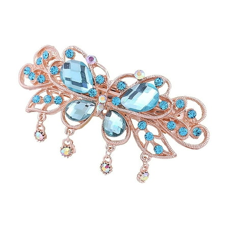 Colorful Hair Clips Hair Rhinestone Hair Gift Mini Girls Barrettes Clip Designer Birthday Crystal Accessories Bow Cool For Women Fashion Hair clip Flat Clips for Hair (Light blue, One Size)