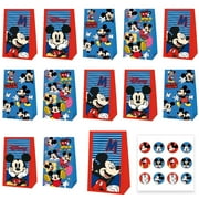 12 PCS Mickey Kraft Paper Goodie Bag Small Gift Bags for Mickey Party Supplies,Kids Birthday Game Party Kraft Paper Goodie Gift Bag Decorations
