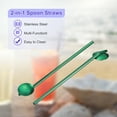thumbnail image 4 of Unique Bargains 8Pack 7.5' Stainless Steel Spoon Straw Reusable Long Handle Straw Spoon Green, 4 of 6