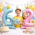 thumbnail image 7 of 42” Standing Crown Number 6 Balloon, Large Blue Foil Balloon for Birthday Party Decorations, 7 of 7