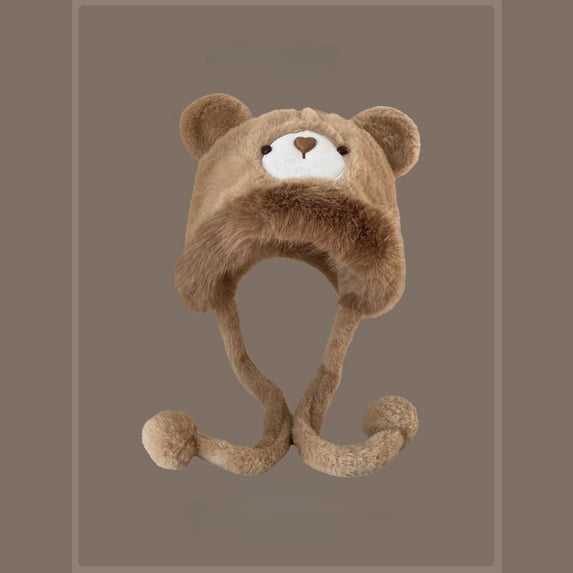 Kids Winter Warm Soft Velvet Animal Print Cute Hat Baby Girls Boys Casual Wear