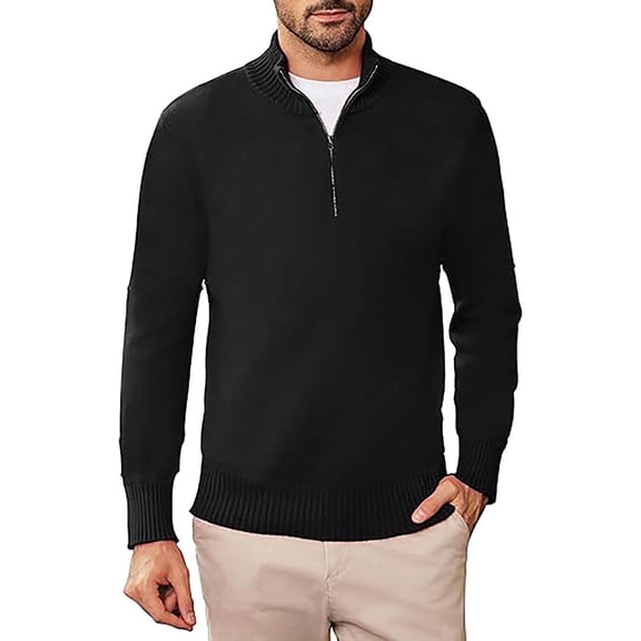 SOMER Men's Sweater Quarter Zip Mock Neck Sweaters for Men Slim Fit Long Sleeve Pullover Sweatshirts for Men Casual Lightweight Polo