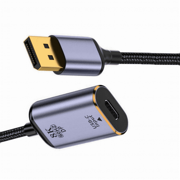 Adaptador Convertidor USB-C A Displayport, Conector Hembra USB-C Tipo C A Displayport 1.4, Cable HDTV 8K A 60 Hz para Tableta