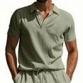 thumbnail image 6 of WTOBBY Men's Linen Short Sleeve Shirt Lightweight and Breathable, Casual Summer Beach Shirt, Solid Color Top for Golf, Vacation, and Relaxed Outdoor Wear,Army Green L, 6 of 7