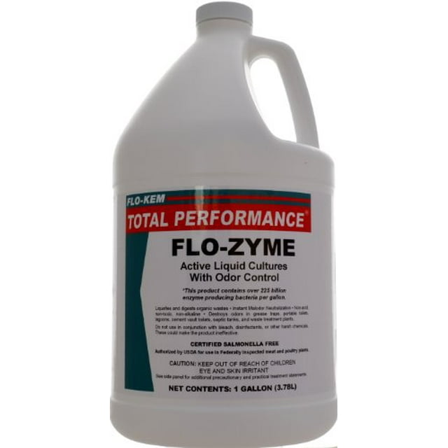 Flo-Kem 5195 Flo-Zyme Commercial Bio-Enzyme Drain Opener/Deoderizer with Pleasant Scent, 1 Gallon Bottle, Milky White