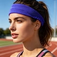 thumbnail image 5 of Cooling Headband, Sweat Headbands for Women, Non Slip Wicking Sweat Bands, Elastic Lightweight Running Headband for Workout, Yoga, Tennis, Navy, 5 of 5