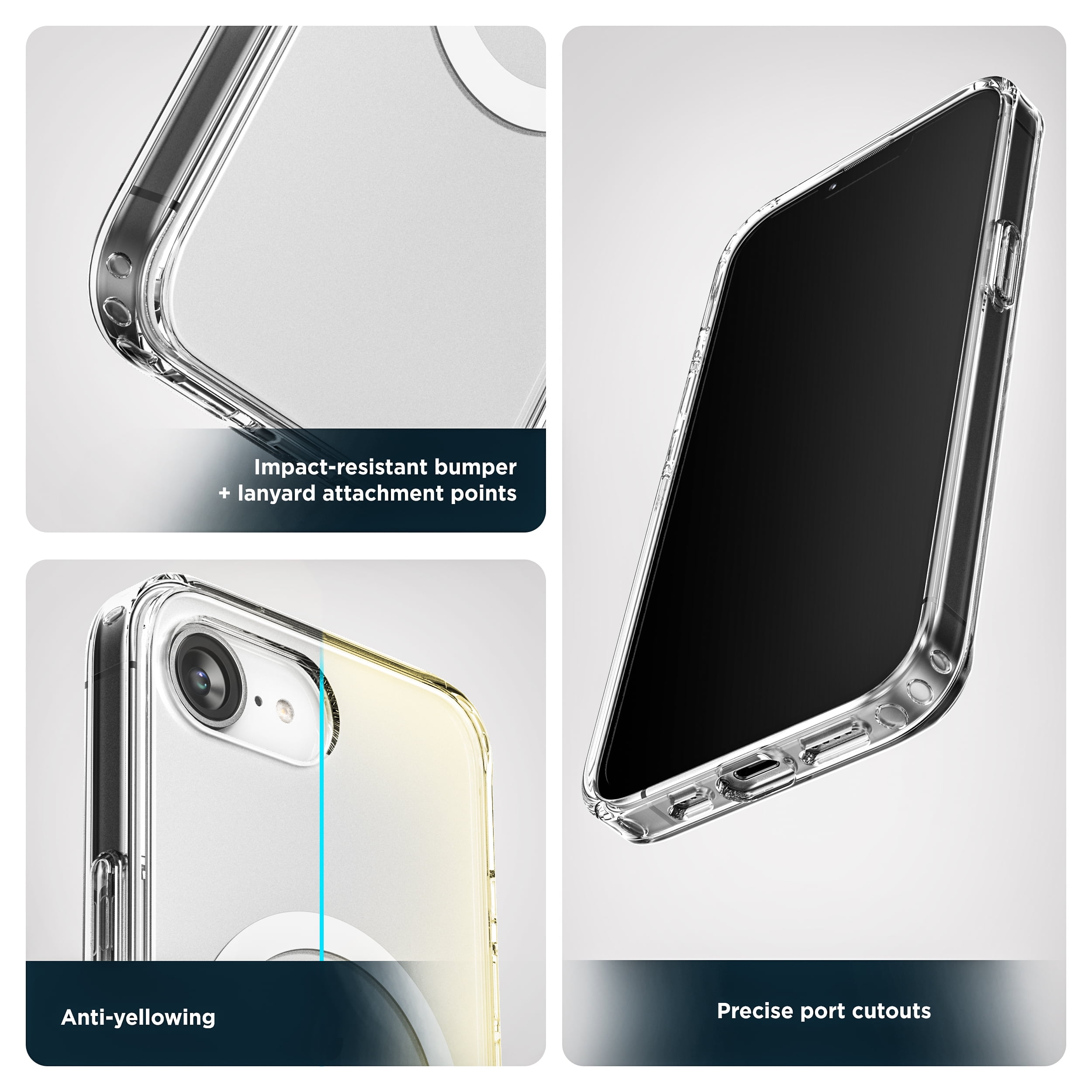 Encased Belt Clip Case for iPhone 16e with Phone Holster, (2025) Compatible with MagSafe (Crystal Clear)