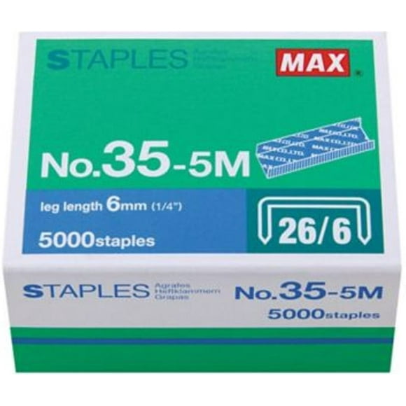 Max Agrafes Standard 35-5M pour Agrafeuses à Clinch Plat HD-50 HD-50R HD-50DF, 5000 / Boîte