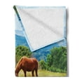 thumbnail image 2 of Horses Soft Flannel Fleece Blanket, Various Kinds of Horses Eating Grass in Field Mountain Landscape Rural Scene Print, Cozy Plush for Indoor and Outdoor Use, 70" x 90", Multicolor, by Ambesonne, 2 of 5