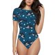 thumbnail image 1 of Balery Cute Shark Body de cuello redondo de manga corta para mujer Tops de manga corta Tops básicos-Small, 1 of 7