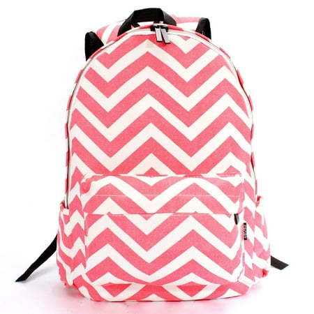 Striped Backpack - Womens Travel Backpack Rucksack Stripe Zig Zag Canvas School Shoulder Bag Satchel