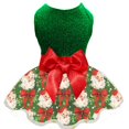 thumbnail image 1 of Vestido navideño para perro Miiemiu, top verde, lazo rojo, falda de Papá Noel, 1 of 7