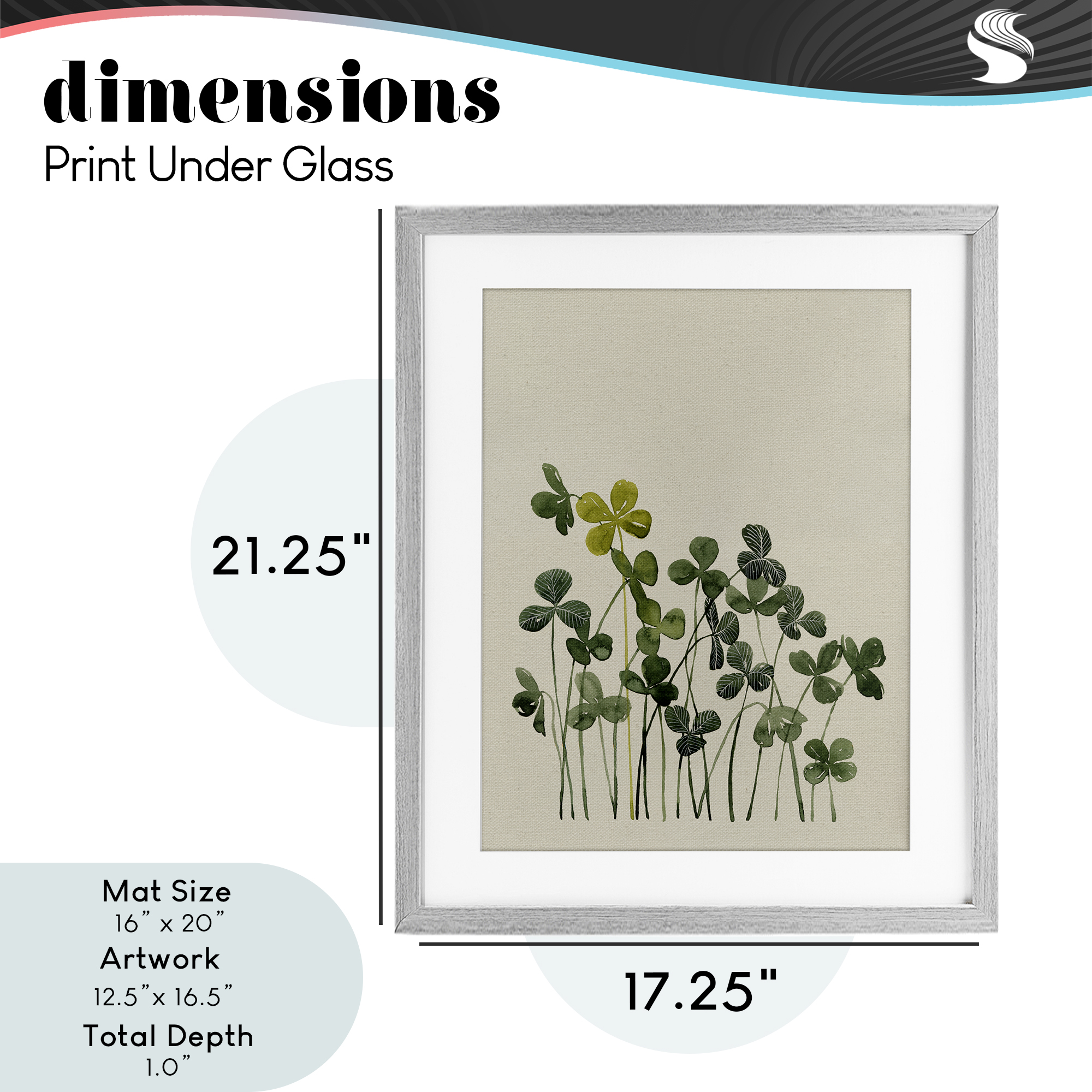 Hidden Gems Clovers Gray Framed Print Under Glass, design by Grace Popp