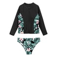thumbnail image 3 of TiaoBug Kids Girls Rash Guard Swimsuit Sets Printed Long Sleeve Zipper Swim Tops with Briefs Seaside Bathing Suit Lily 12, 3 of 7