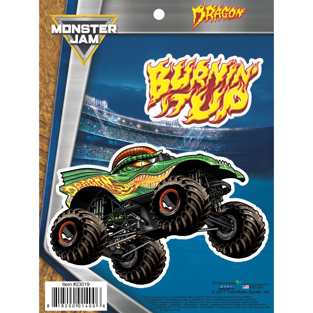 Monster Jam Dragon Truck 2 Piece Licensed Decals Monster Jam Truck